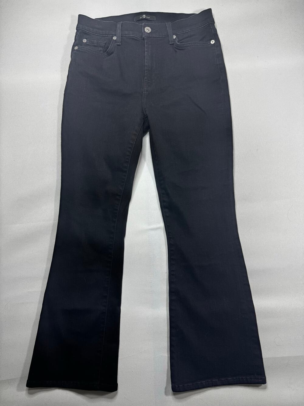 7 For All Mankind Women's Crop Bootcut Black‎ Stretch Denim Jeans - Size 28x25.5